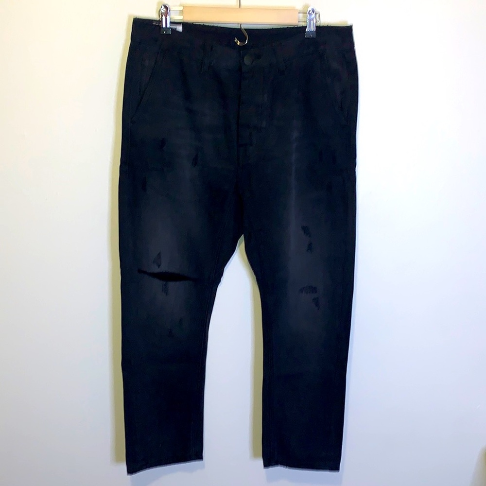 One Teaspoon Mr Browns Punk Jeans Black Panther Distressed Slashed Knees Size 32